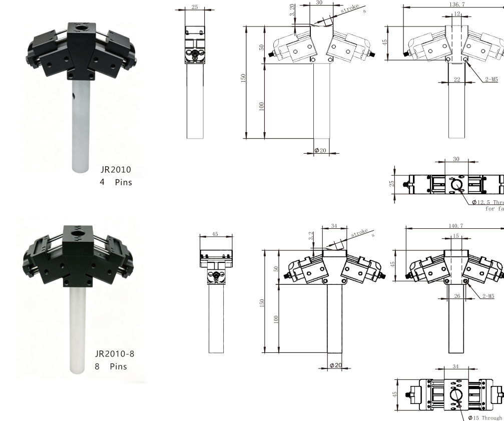 JR2010 Pneumatic needle grippers