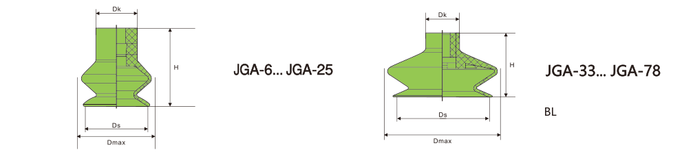JGA Two-bellows vacuum cups